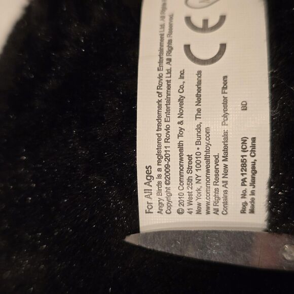 2010 Angry Birds Bomb Black Bird Plush Stuffed Toy 6" Rovio Commonwealth Promo - Picture 5 of 8